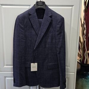 ZEGNA Linen/Wool Single-Breasted Plaid Suit
